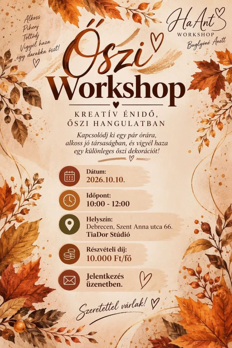 Őszi workshop élményfestés – Okt 10., 10:00–12:00 - TiaDor Stúdió Debrecen